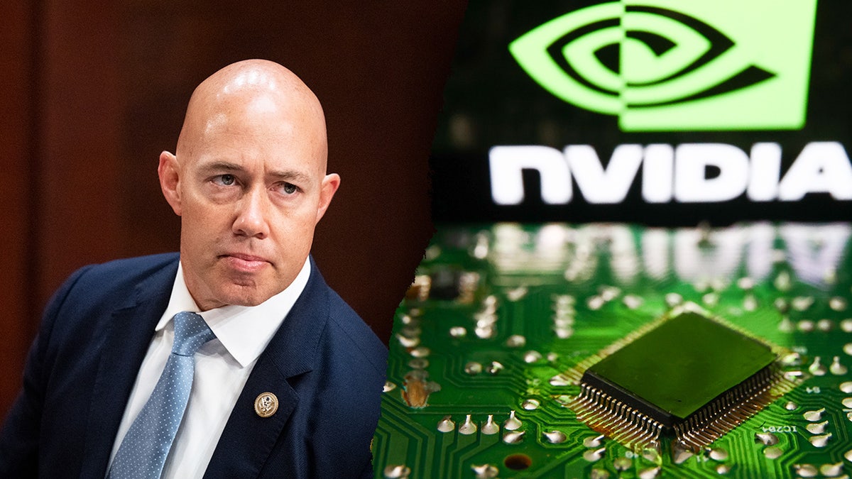 Chairman Brian Mast, left, pictured next to an NVIDIA chip, right