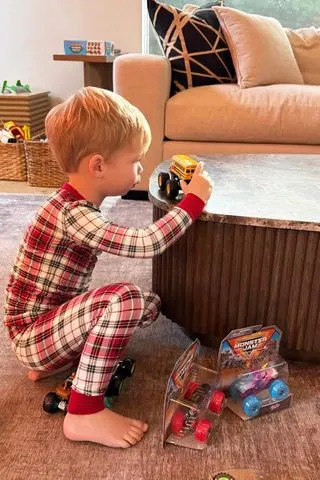 Heather Rae El Moussa/Instagram Tarek and Heather Rae El Moussa's son Tristan Jay plays with one of the toys he received