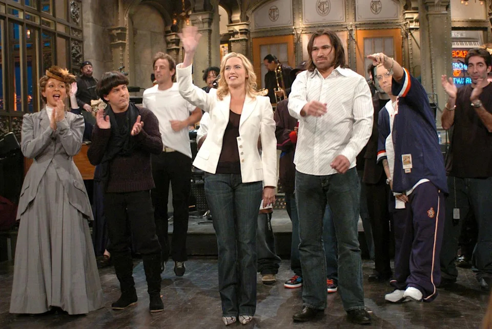 Mary Ellen Matthews/NBCU Photo Bank/NBCUniversal via Getty Images via Getty Maya Rudolph, Chris Parnell, Kate Winslet, Johnny Damon, and Eminem on 'Saturday Night Live' on Oct. 30, 2004