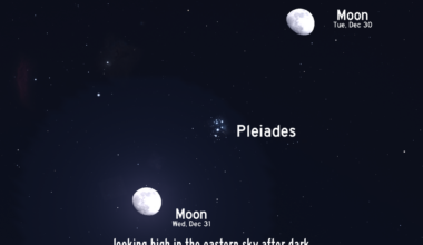 The nearly full moon shows the way to the Pleiades on New Years Eve :: WRAL.com