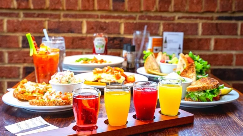 Famous Toastery is known for its mimosa flights and brunch favorites.