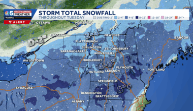 Slick travel in Vermont, New York on Tuesday due to coastal storm