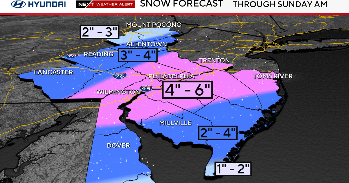 Winter Storm Warning in effect as measurable snow falls in Philadelphia region. Here's the forecast.