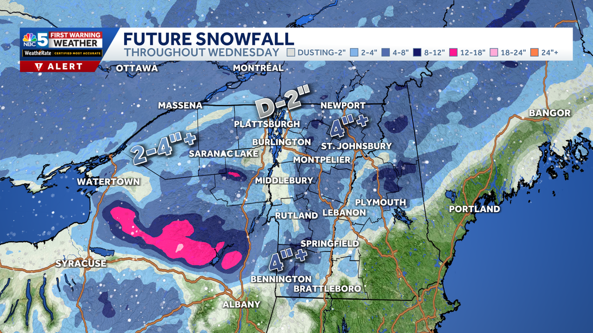 Widespread snow, slick travel Wednesday in Vermont, New York