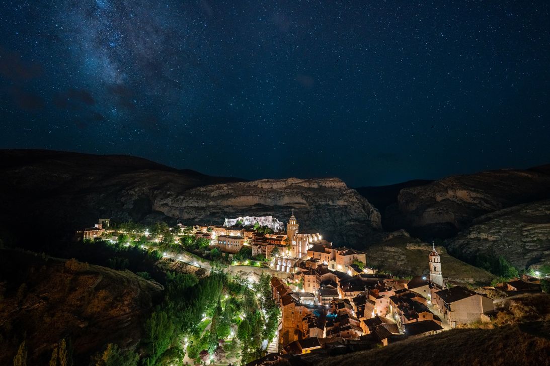 A night scene of Albarracin, Teruel, Spain.
