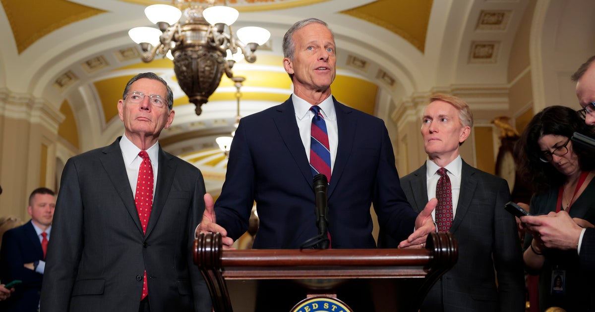 Senate Majority Leader John Thune speaks to reporters following a Senate Republican policy luncheon at the U.S. Capitol on Dec. 9, 2025, in Washington, D.C.