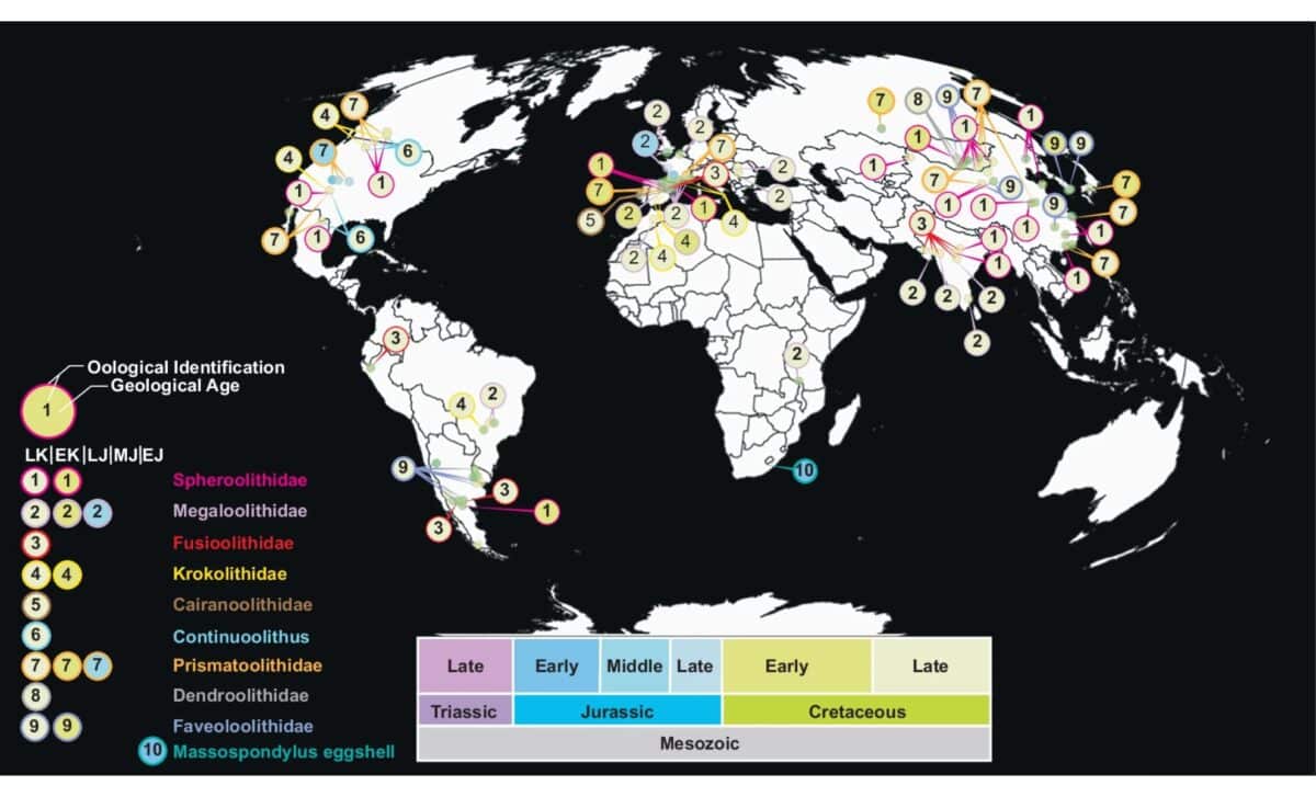 Global Distribution Map Of Fossilized Egg Discoveries. ©nature Communications