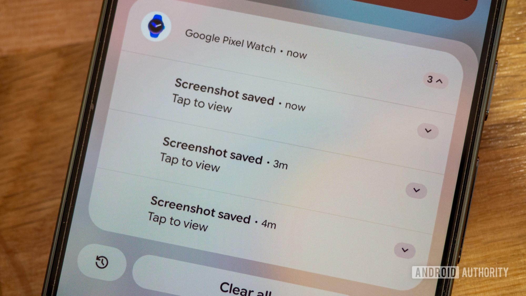 google phone pixel watch app multiple screenshot notification
