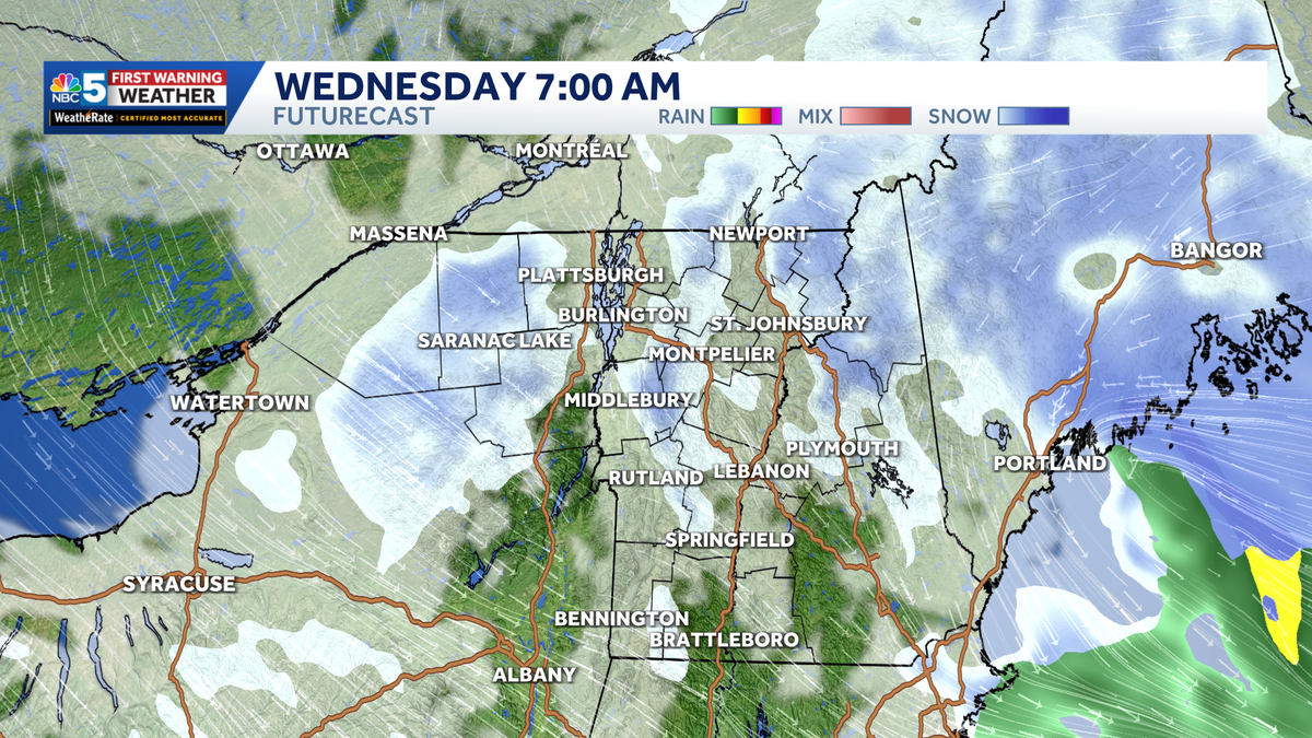 Winter alerts in effect for Vermont, New York as snow continues into early Wednesday