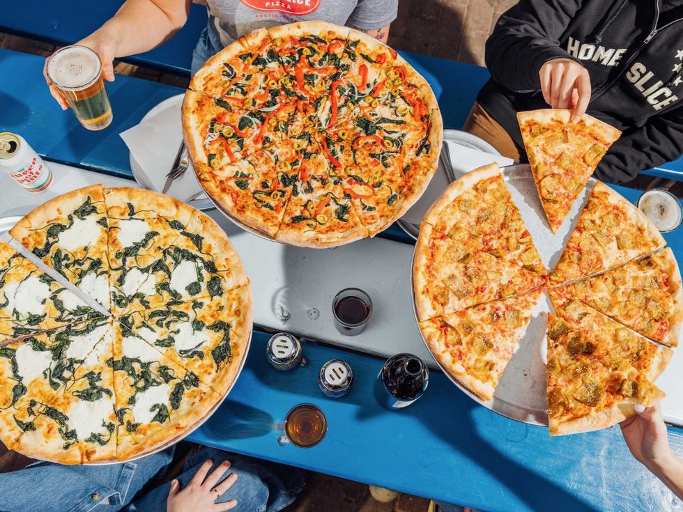 Home Slice Pizza food spread