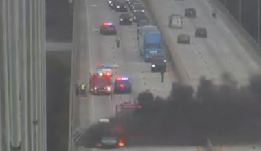 Car fire closes all lanes on I-295 south at Dames Point Bridge – Action News Jax