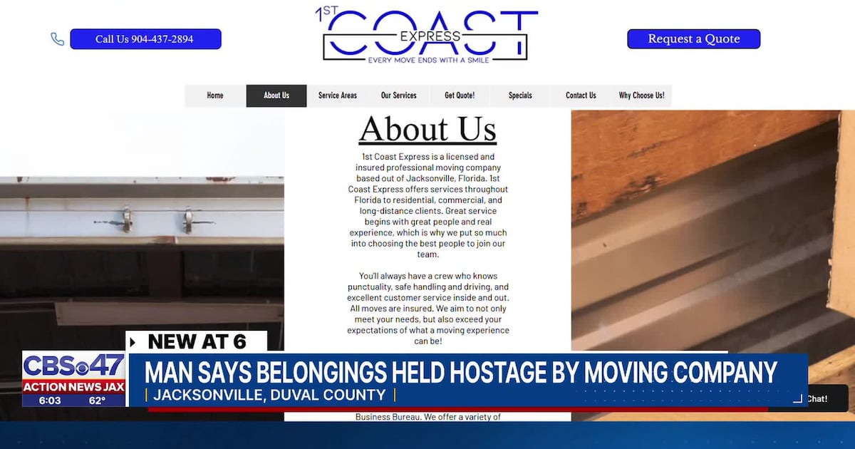 Jacksonville man claims local movers are holding his property – Action News Jax