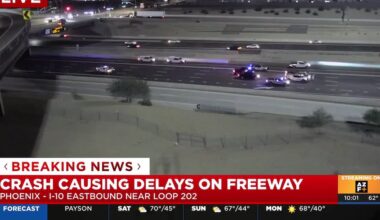 Eastbound lanes of I-10 are closed in west Phoenix due to crash