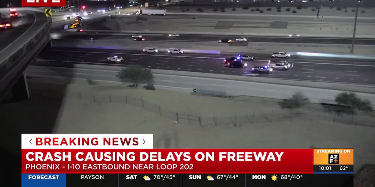 Eastbound lanes of I-10 are closed in west Phoenix due to crash