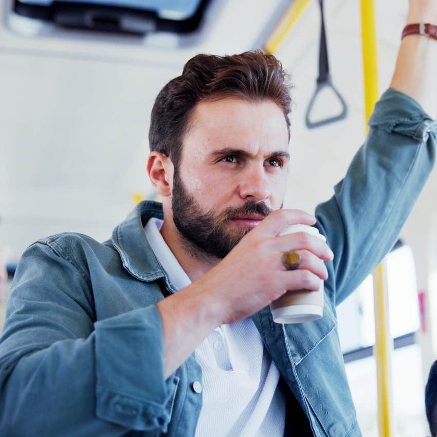 Man struggling with time management and drinking coffee