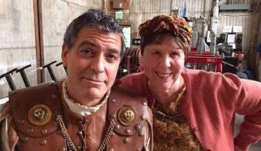 Helen Siff and George Clooney and on the set of 'Hail, Caesar!'