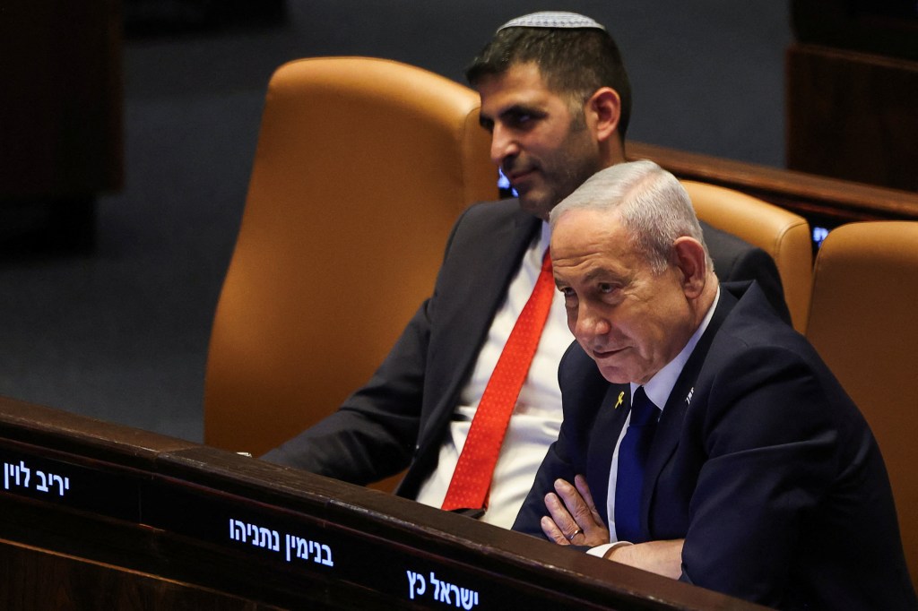 Israeli Prime Minister Benjamin Netanyahu attending the plenum of the Knesset.