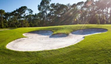 A Mickey-shaped sand trap on a Disney World golf course