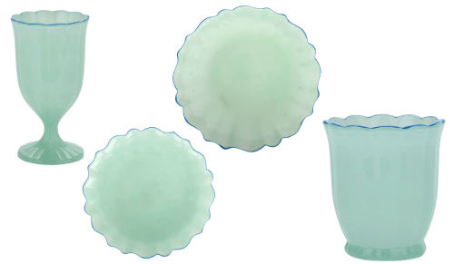 seafoam green glass scalloped dinnerware