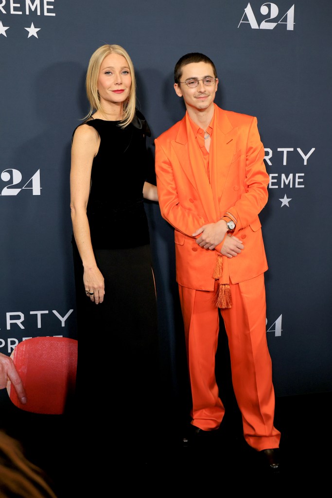 Gwyneth Paltrow and Timothée Chalamet attend A24's "Marty Supreme" New York Premiere