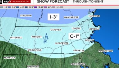 Maps show where snow could fall in Massachusetts Tuesday ahead of Christmas