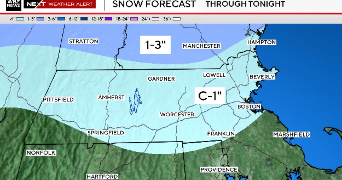 Maps show where snow could fall in Massachusetts Tuesday ahead of Christmas