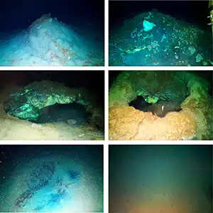 Freya gas hydrate mounds with different morphologies. Credit: UiT/Ocean Census/REV Ocean