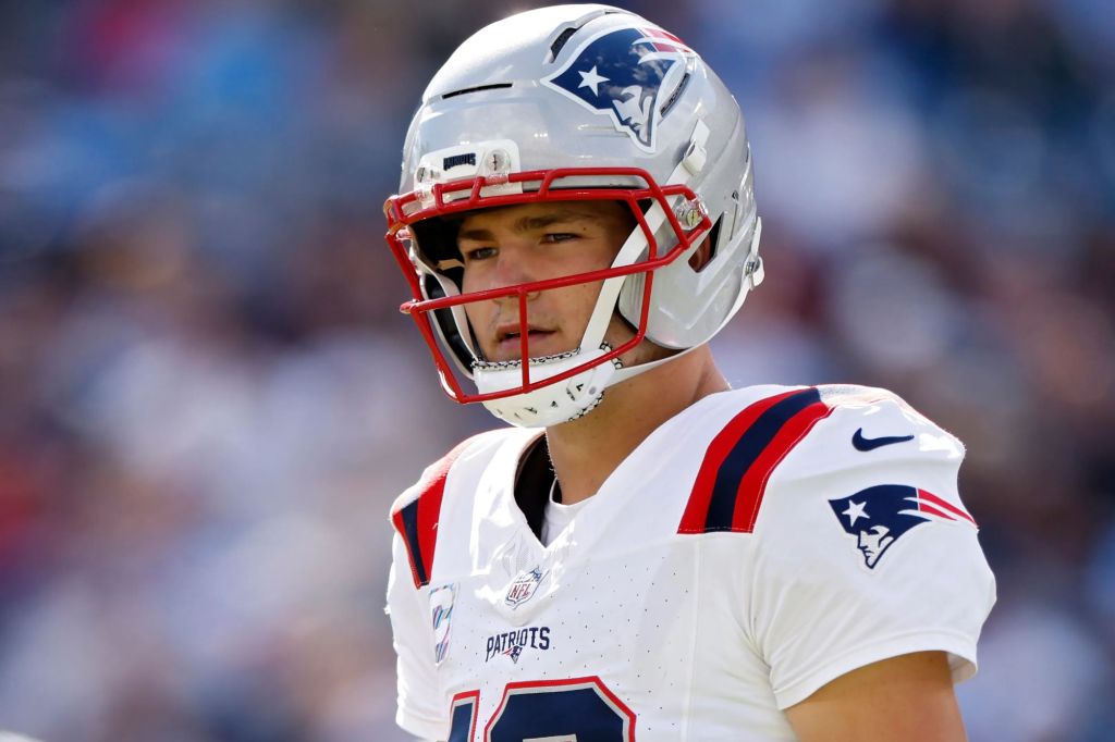 An image collage containing 1 images, Image 1 shows Drake Maye #10 of the New England Patriots