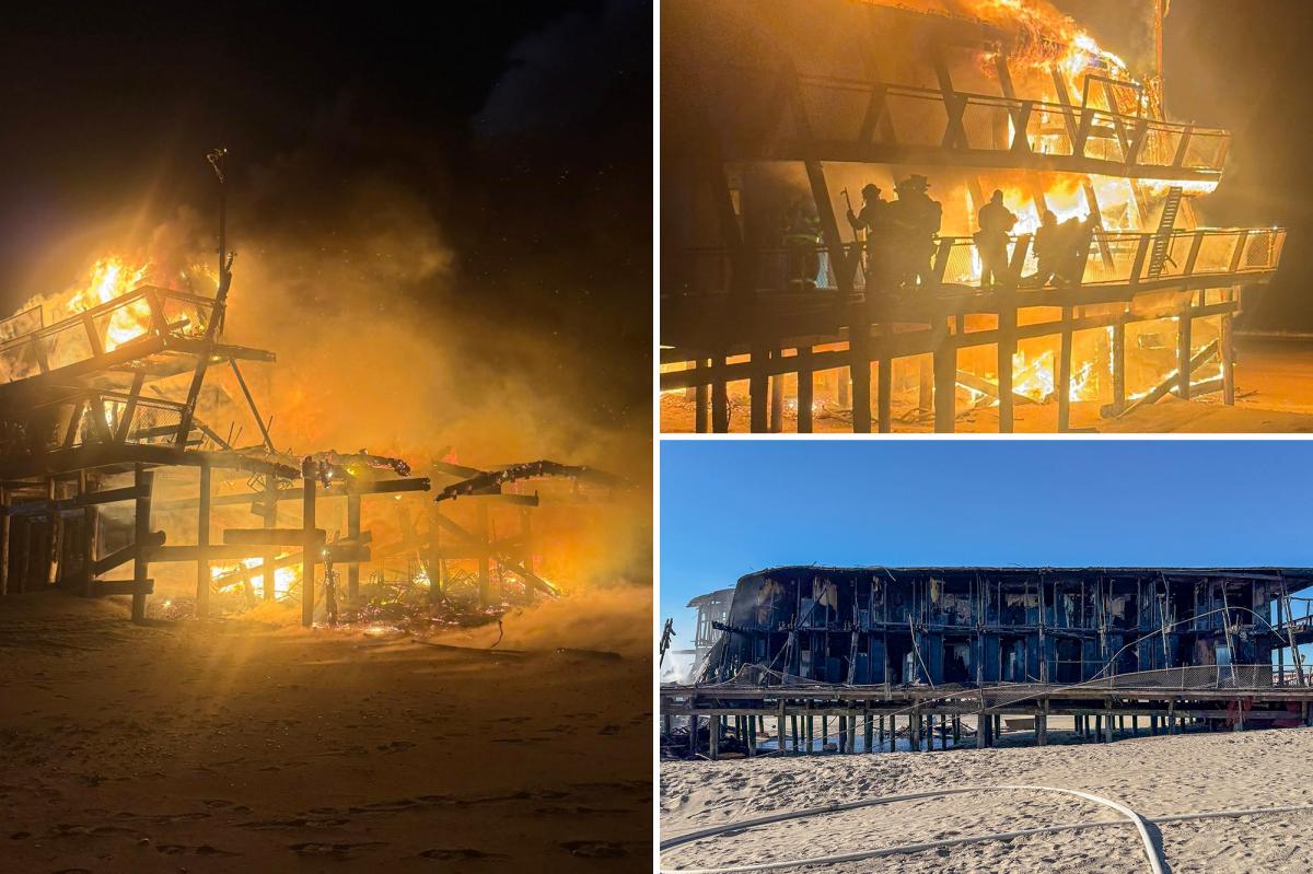 NYC beach club cabana destroyed in massive fire: video