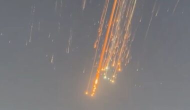 streaks of fire in the evening sky