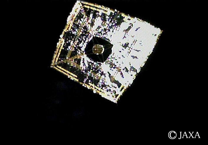Image of IKAROS - the first ever successfully deployed solar sail. Credit - JAXA