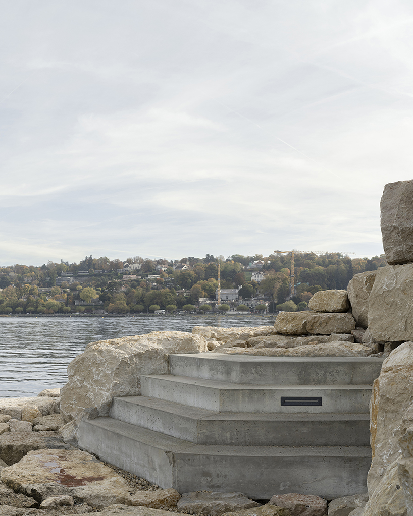 BUREAU highlights lake geneva lighthouse’s lattice geometry with blue accents