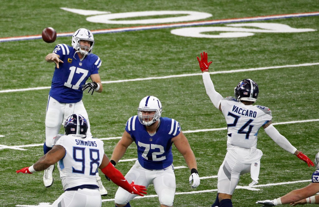 Philip Rivers of the Indianapolis Colts looks to pass.