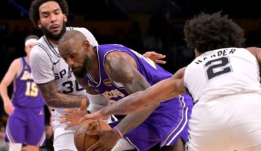 Lakers focus on reeling D, not playoff talk, after loss to Spurs