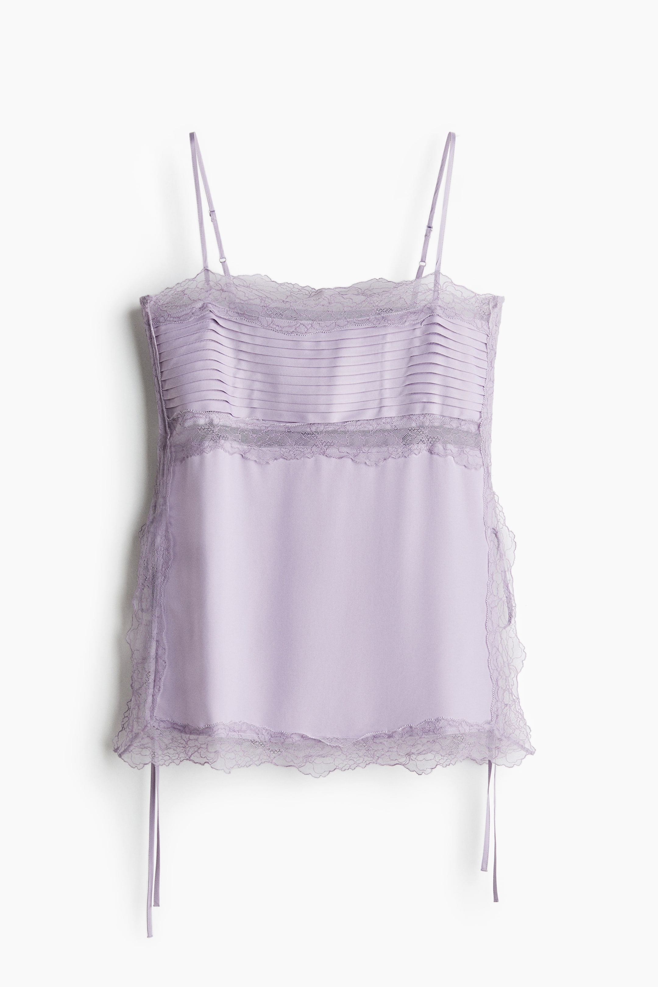 Lace-Trimmed Strappy Top - Light Purple