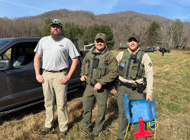 child swing stuck on elk's antlers in nc