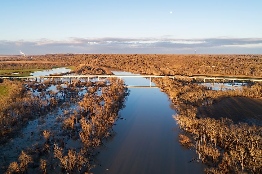 Bridge spanning the Yazoo River near Redwood, Mississippi.