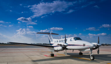 Commercial airplane with nice sky