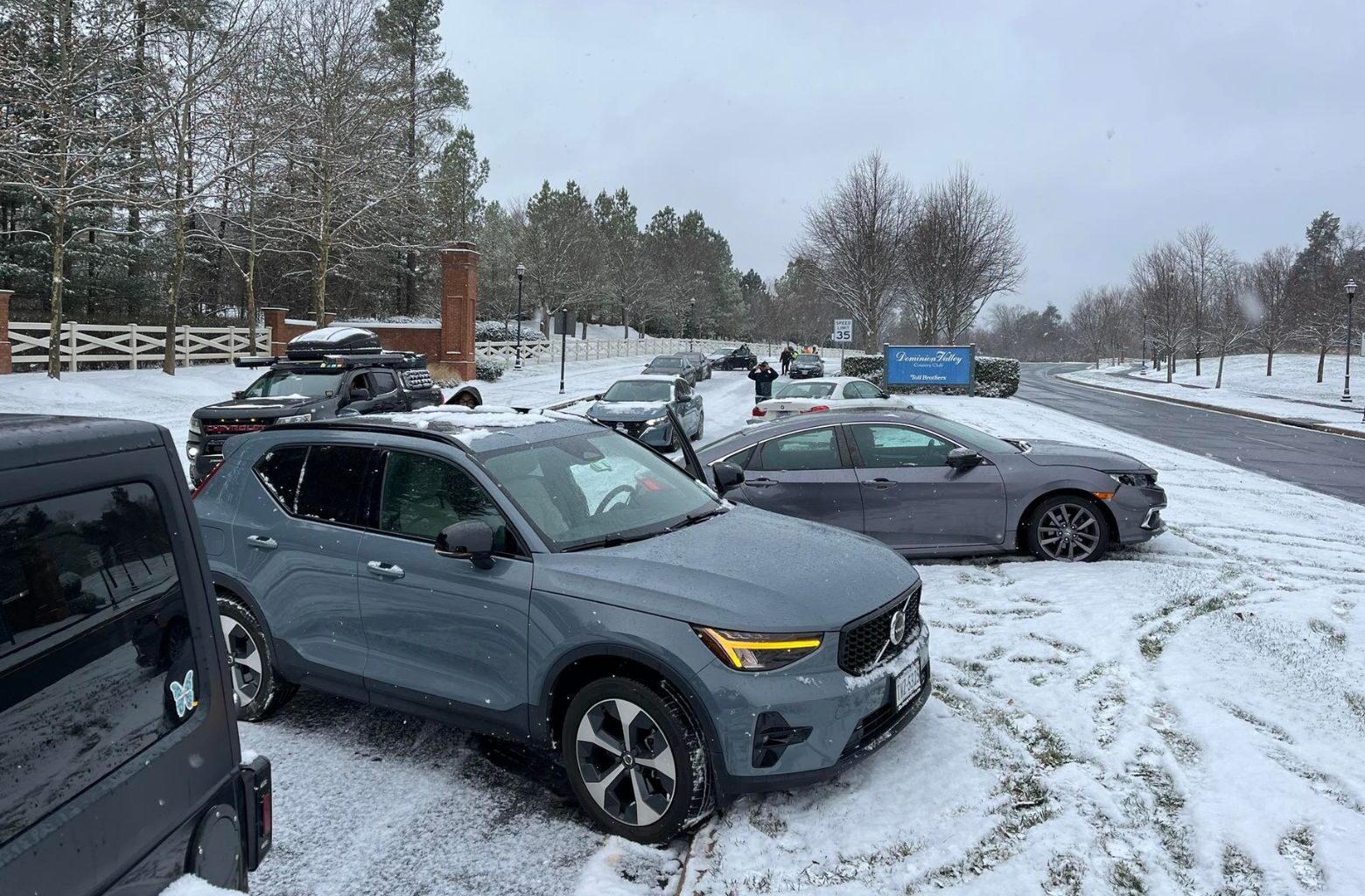 Vehicles crashed on a snowy median in Haymarket, Virginia, on Dec. 5, 2025.