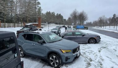 Vehicles crashed on a snowy median in Haymarket, Virginia, on Dec. 5, 2025.