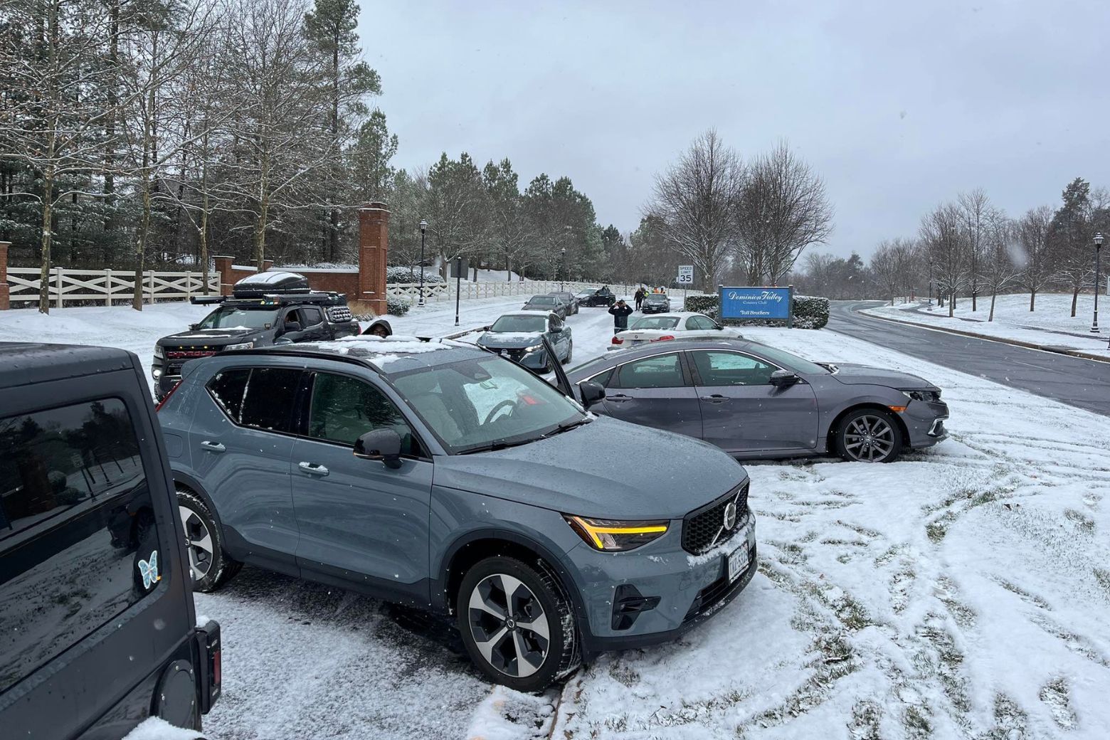 Vehicles crashed on a snowy median in Haymarket, Virginia, on Dec. 5, 2025.