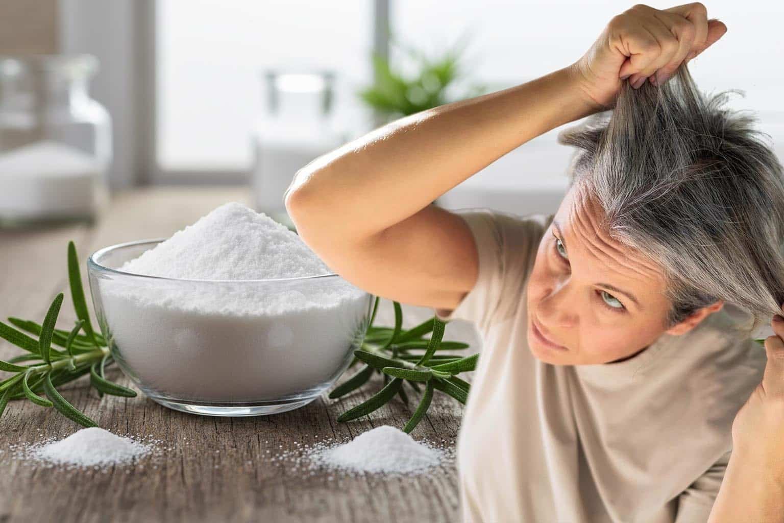 Sodium bicarbonate and rosemary for grey hair : purpose and usage explained