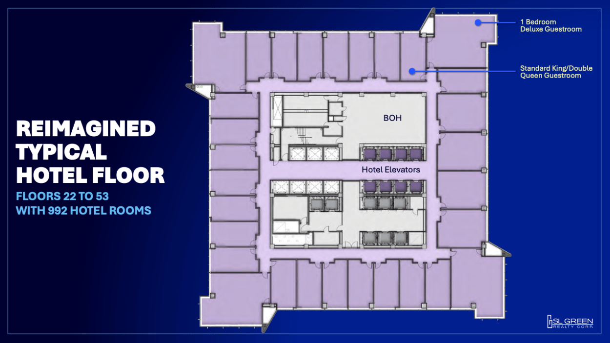 Example hotel floor plan for 1515 Broadway