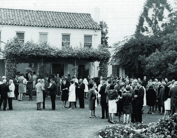 A garden party at the officers quarter at the former Naval Training Center near Point Loma. This and other officers quarters will be transformed in 2026 into The Admiral at NTC, a mix of event, restaurant and bar spaces at Arts District Liberty Station (NTC Foundation)
