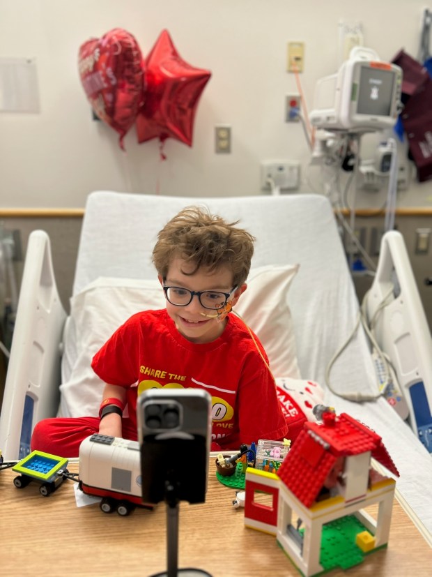 Henry Neligon, from his hospital bed at Children's Hospital of Philadelphia, zooming live with friends during his Jeffrey School bake sale, to raise money for children with cancer. (Contributed photo)