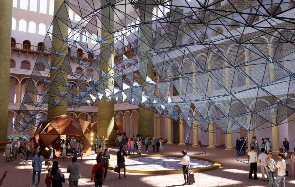 “Catholic University Architecture Students Build Soaring Spaceframe in the National Building Museum’s Great Hall”