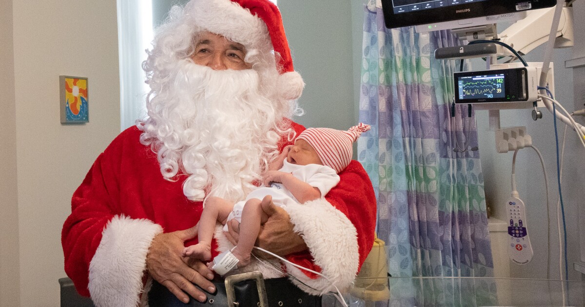 Santa arrives in San Antonio by helicopter and visits babies at Women's & Children's NICU
