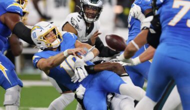 Chargers pick off Jalen Hurts in OT to seal thrilling win over Eagles