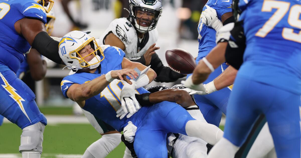 Chargers pick off Jalen Hurts in OT to seal thrilling win over Eagles