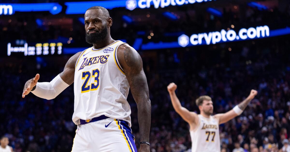 LeBron James and Luka Doncic return and lead Lakers past 76ers